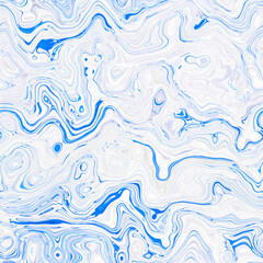 Aegean teal mottled swirl marble nautical texture background. Summer coastal living style home decor. Liquid fluid blue water flow effect dyed textile seamless pattern.
