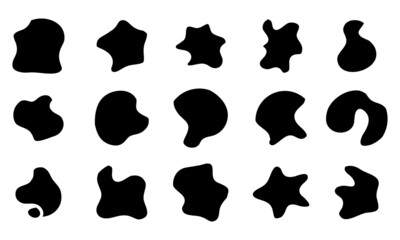 Blob shapes vector set. Random blotch, inkblot, stone silhouette, Ink stain. Organic abstract simple fluid splodge elemets.  isolated on white background. vector illustration