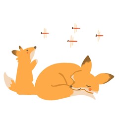 親子のキツネ イラスト