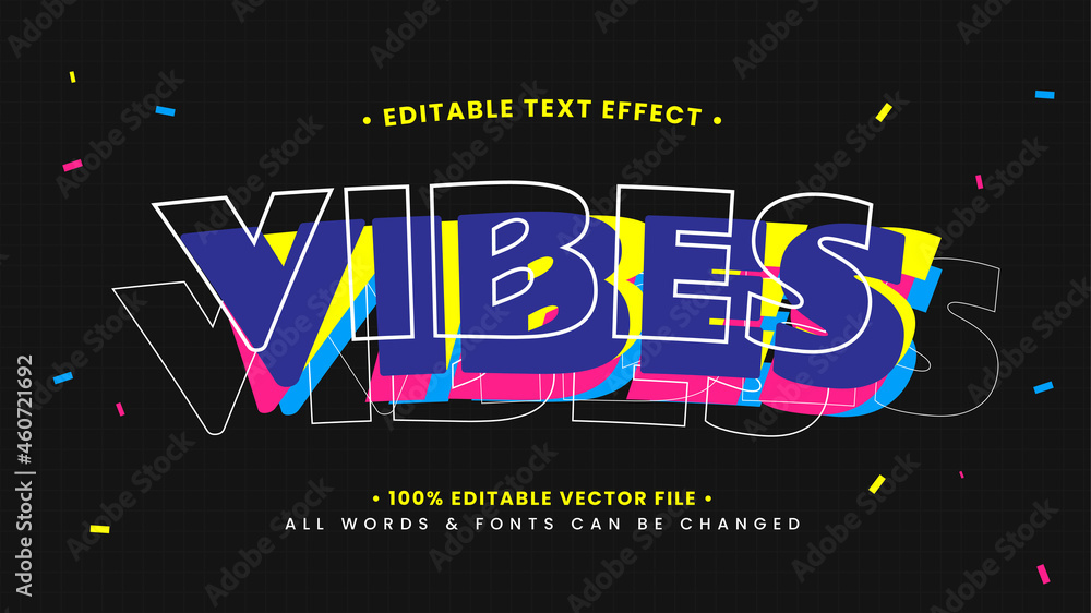 Poster vibes playful 3d text style effect. editable illustrator text style.