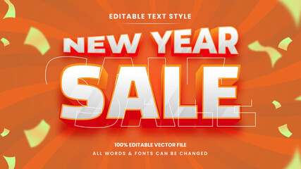 New Year Sale 3d Text Style Effect. Editable illustrator text style.