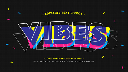 Vibes Playful 3d Text Style Effect. Editable illustrator text style.