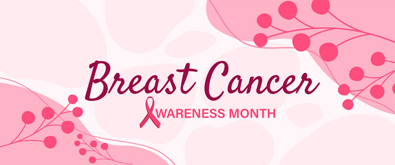 Breast cancer awareness month banner web design illustration