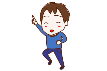 ＜全身・斜め＞レッツゴーとテンション高めで出発する少年