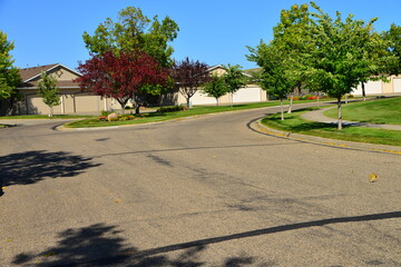 View of modern residential neighborhood in Bismarck, North Dakota. Clean streets, clean air and relatively low crime rate create a favorable living environment.
