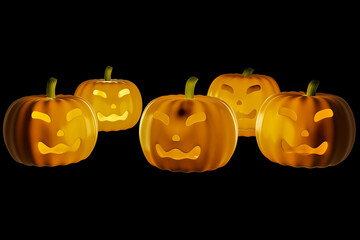 halloween pumpkins on a black background