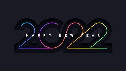 Colorful line happy new year 2022 celebration poster design