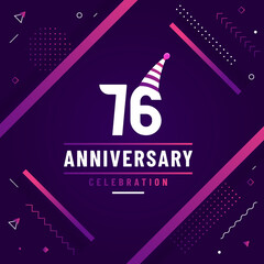 76 years anniversary greetings card, 76 anniversary celebration background free colorful vector.