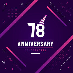 78 years anniversary greetings card, 78 anniversary celebration background free colorful vector.