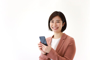 Naklejka premium スマートフォンを持つ女性