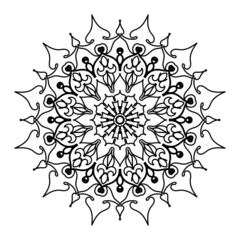 Ornamental Circle Pattern. Hand Draw Mandala. Vintage Decorative Elements. Vector illustration. Red, yellow, blue gradient. For Book, Greeting Card, Invitation, Tattoo. Anti-Stress Therapy Pattern