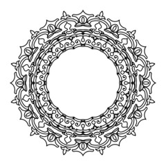 Ornamental Circle Pattern. Hand Draw Mandala. Vintage Decorative Elements. Vector illustration. Red, yellow, blue gradient. For Book, Greeting Card, Invitation, Tattoo. Anti-Stress Therapy Pattern