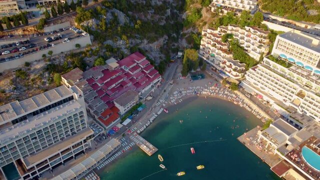 Aerial View Of Neum, The Only Seaside Resort In Bosnia and Herzegovina - drone shot