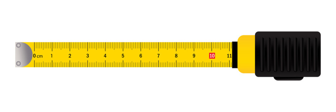 Carpenter measuring tape. Repair concept. Units scale. Isolated icon. Vector illustration. Stock image. 