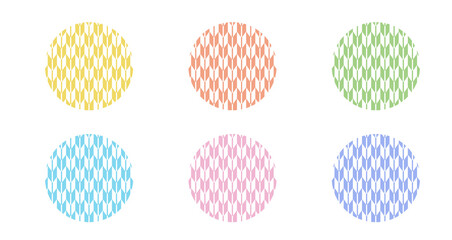 ６色の和柄の丸い背景イラストセット