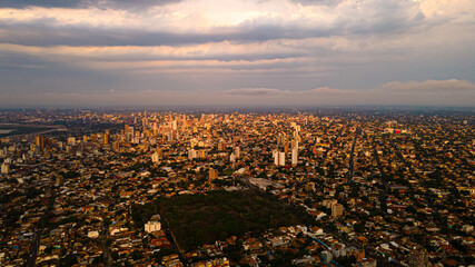 Vista aerea del centro de Asunción, Paraguay - obrazy, fototapety, plakaty