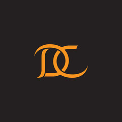 letter dc linked geometric curves flat logo vector