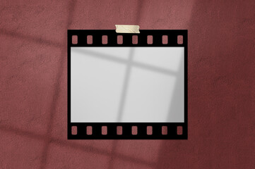 Filmstrips mockup templates. Real high-res 35mm film frame background with space for your image. Lifestyle concept