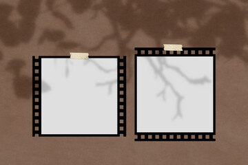 Filmstrips mockup templates. Real high-res 35mm film frame background with space for your image. Lifestyle concept