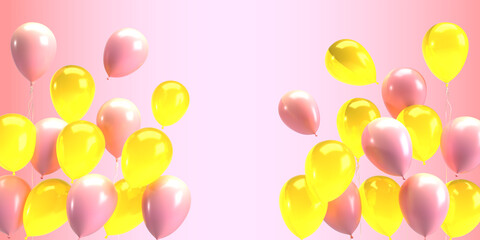Balloon red pink yellow orange white colorful pastel background empty blank decoration ornament...