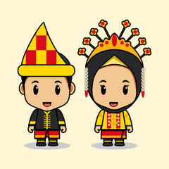 Acehnese traditional clothes for weddings and formal events, from Indonesia, great for wedding invitations and mascot characters on the web