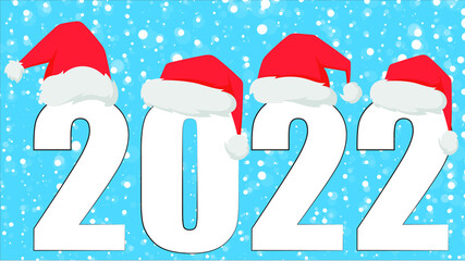 2022. Snowflakes on a blue background.Merry Christmas.Vector illustration EPS10