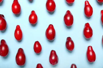 Fresh dogwood berries on color background