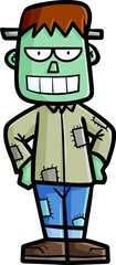 Funny frankenstein standing and smiling for halloween