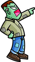 Funny frankenstein pointing at halloween night