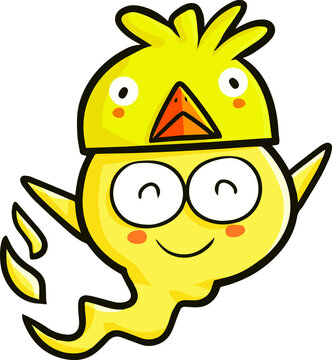 Funny yellow ghost with duck hat illustration