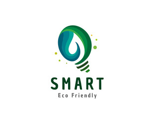 smart creative green eco leaf media logo template illustration
