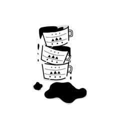 Vector illustration of coffee and stacked coffee cups. Simple Hand-drawn coffee cup icon. 