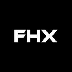 FHX letter logo design with black background in illustrator, vector logo modern alphabet font overlap style. calligraphy designs for logo, Poster, Invitation, etc.