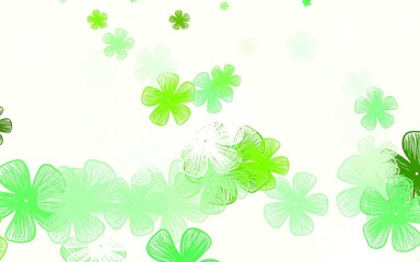 Light Green vector doodle backdrop with flowers.