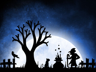 Halloween Silhouette Background. Halloween illustration. Halloween background. Halloween sublimation