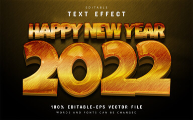 Happy new year 2022 shiny yellow text effect