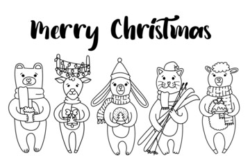 Christmas doodle animals