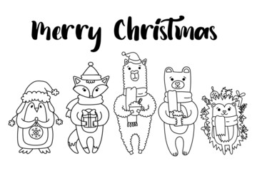 Christmas doodle animals