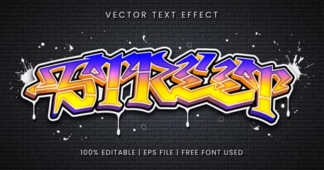 Fotobehang Street text, Graffiti editable text effect style © Aze