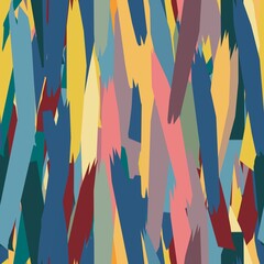 Seamless funky expressive and energetic paper cut out collage surface pattern design for print. High quality illustration. Surreal and dramatic vivid stylish artistic graphic design. Strange geo camo.