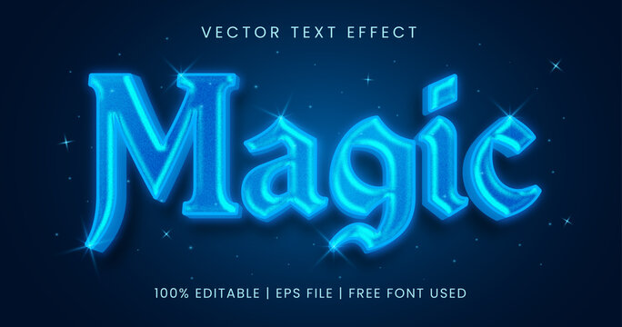 Magic text, glowing blue editable text effect style