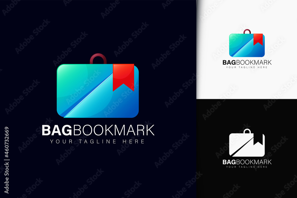 Poster bag and bookmark logo design with gradient