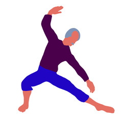 grandpa making exercise icon isolated. Elderly Fitness. Old Man Make Fitness Exercise. Flat style illustration isolated on a white