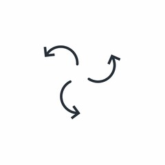 Disagreement, contradiction, discrepancy.Movement in the opposite direction. Vector line icon isolated on white background .