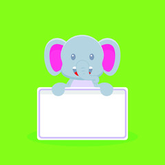 Cute Elephant Holding Blank Text Board