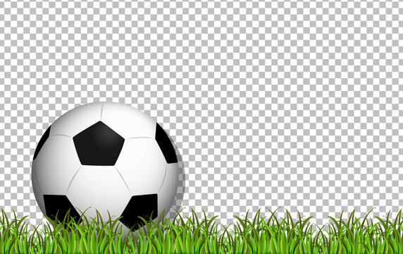 Football and grass on transparent background