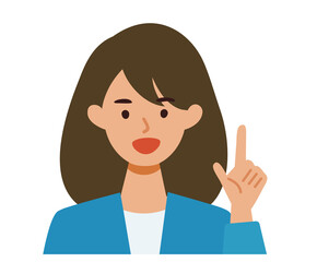 BusinessWoman cartoon character. People face profiles avatars and icons. Close up image of pointing Woman.