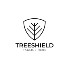 Leaf and shield logo design. Abstract emblem, design concept, logotype element for template. Ecology and environment icon.