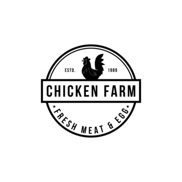 Chicken farm logo vintage premium quality. Fresh eggs logo. Premium element design packaging. Emblems and Logos. Attractive Designs for Farmer's Market, Homestead, Poultry Farm, Fair, Restaurant.
