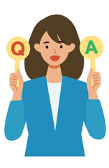 BusinessWoman cartoon character. People face profiles avatars and icons. Concept for Q&A.